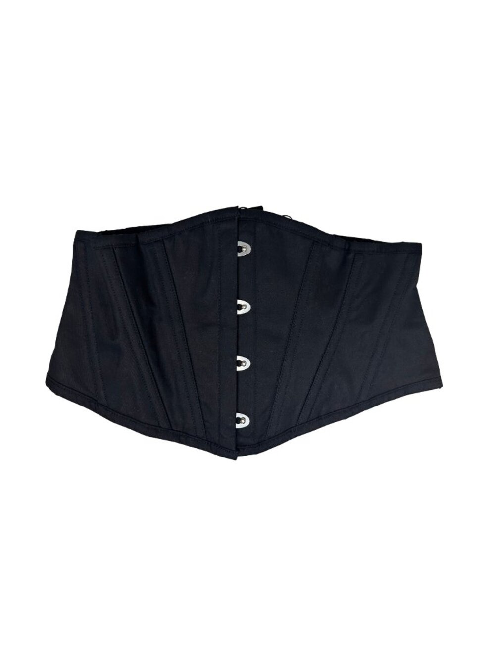 Waspie Corset Steel Boned Waist Trainer EU Black Cotton Short NWT Multi